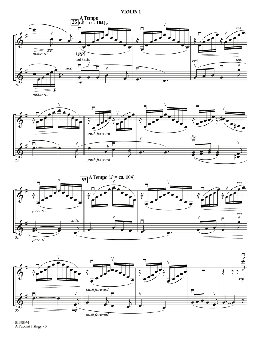 A Puccini Trilogy - Violin 1 Orchestra scores gallery preview page 4