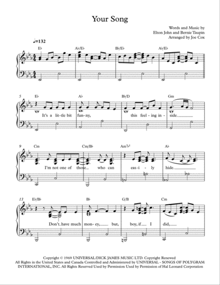 Your Song Your Song Voice scores gallery preview page 1