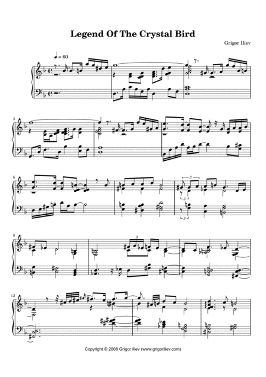 Legend Of The Crystal Bird Piano Solo scores gallery preview page 1