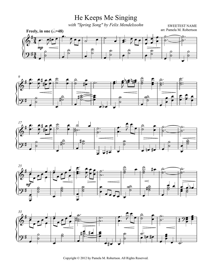 He Keeps Me Singing (Jesus, Sweetest Name I Know) - Piano Solo Piano Solo scores gallery preview page 1