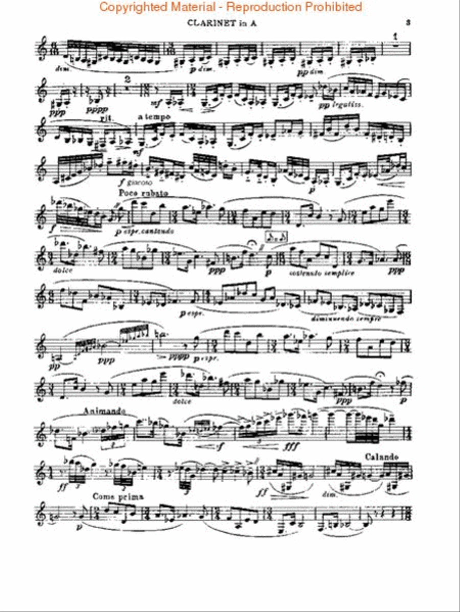 Capriccio for Solo Clarinet (1946) Clarinet Solo scores gallery preview page 3