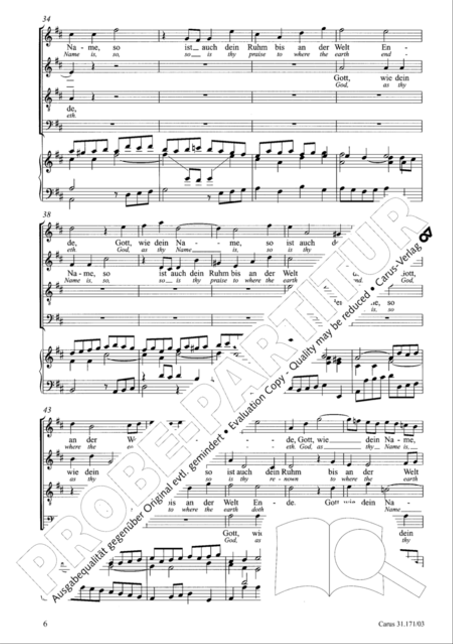 God, as thy name is, so is thy praise (Gott, wie dein Name, so ist auch dein Ruhm) 4-Part scores gallery preview page 7