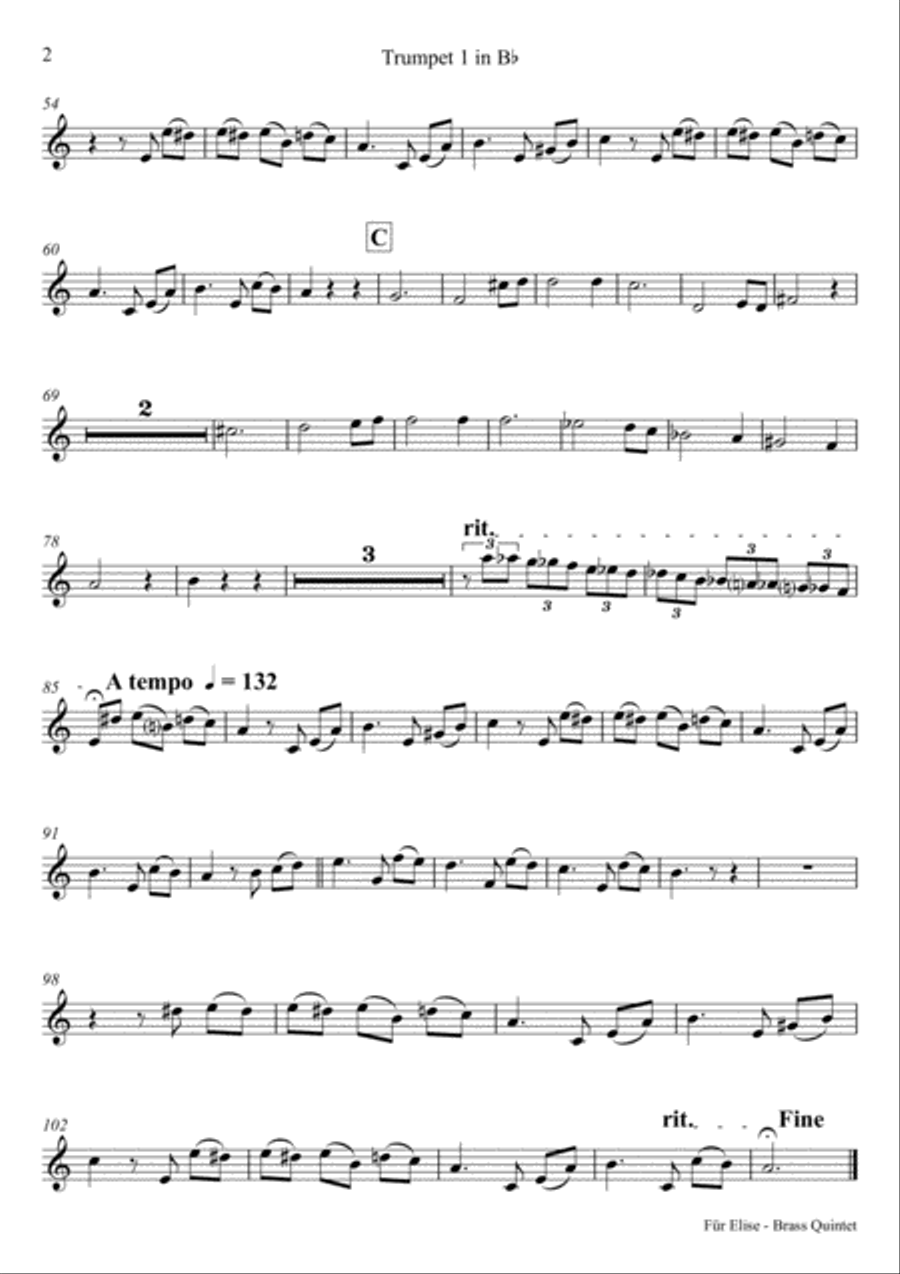 For Elise - Ludwig van Beethoven - Brass Quintet Brass Quintet scores gallery preview page 6