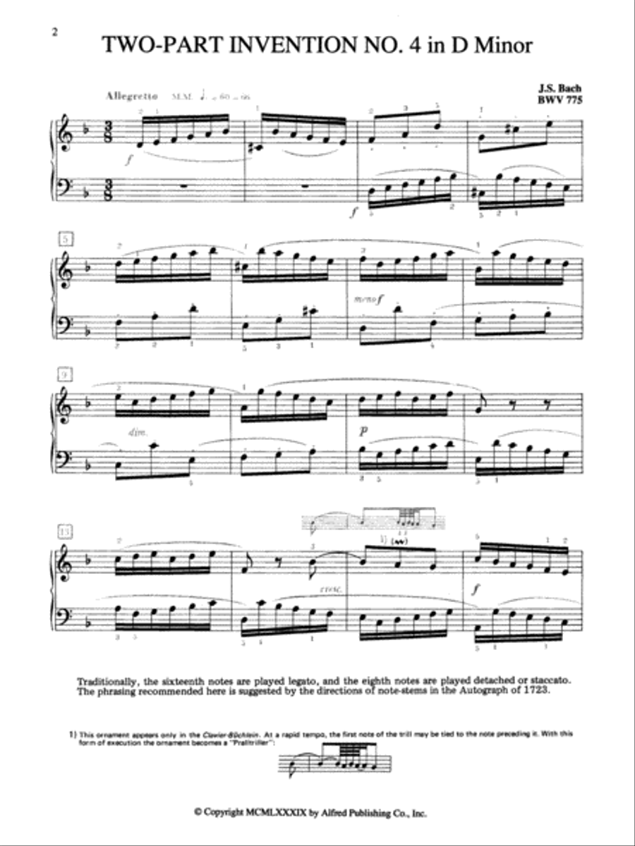2-Part Invention No. 4 in D minor Small Ensemble scores gallery preview page 2