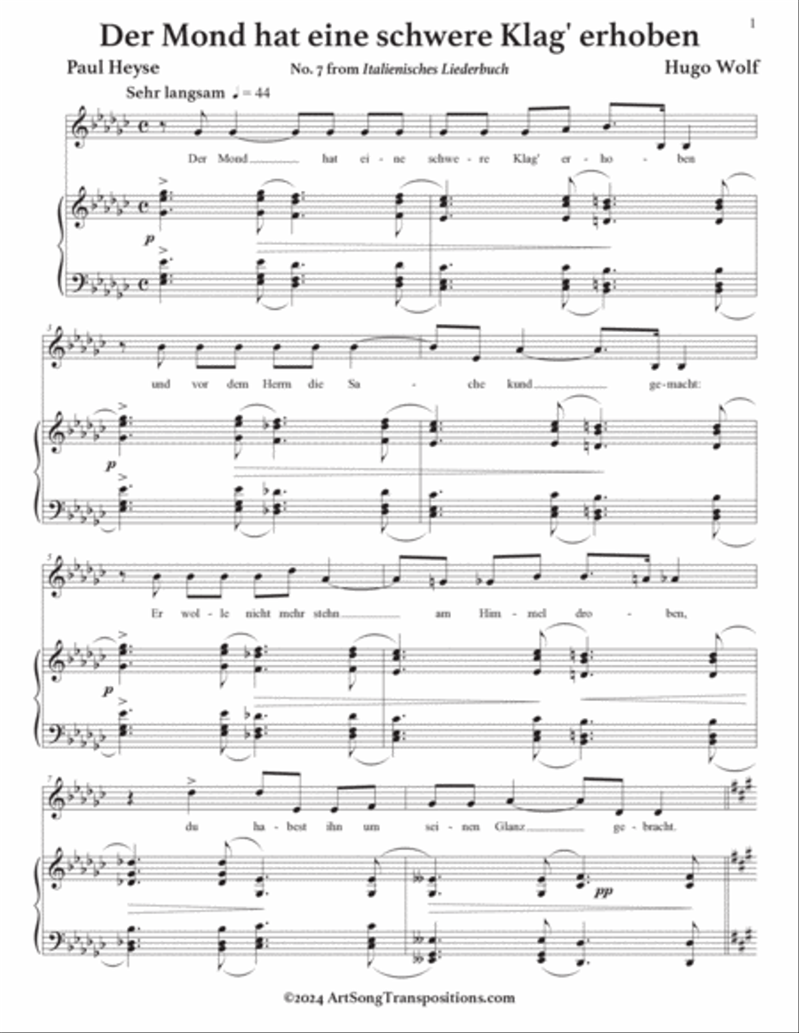 WOLF: Der Mond hat eine schwere Klag' erhoben (transposed to E-flat minor) Voice scores gallery preview page 2