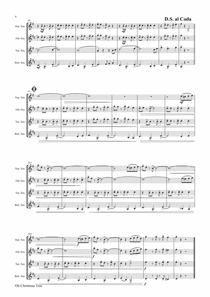 Oh Christmas tree - Latin - (Oh Tannenbaum) - Saxophone Quartet