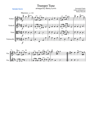 TRUMPET TUNE, Jeremiah Clarke (sometimes attributed to H.Purcell), String Quartet, Intermediate Leve