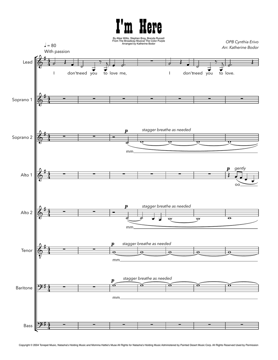 I'm Here A Cappella scores gallery preview page 1