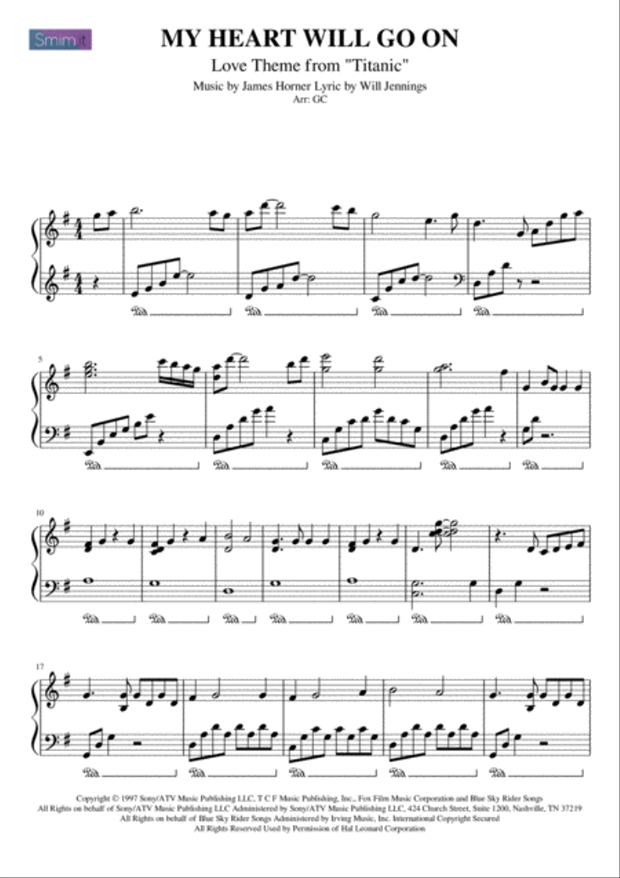 My Heart Will Go On (Love Theme from Titanic) Piano Solo scores gallery preview page 2