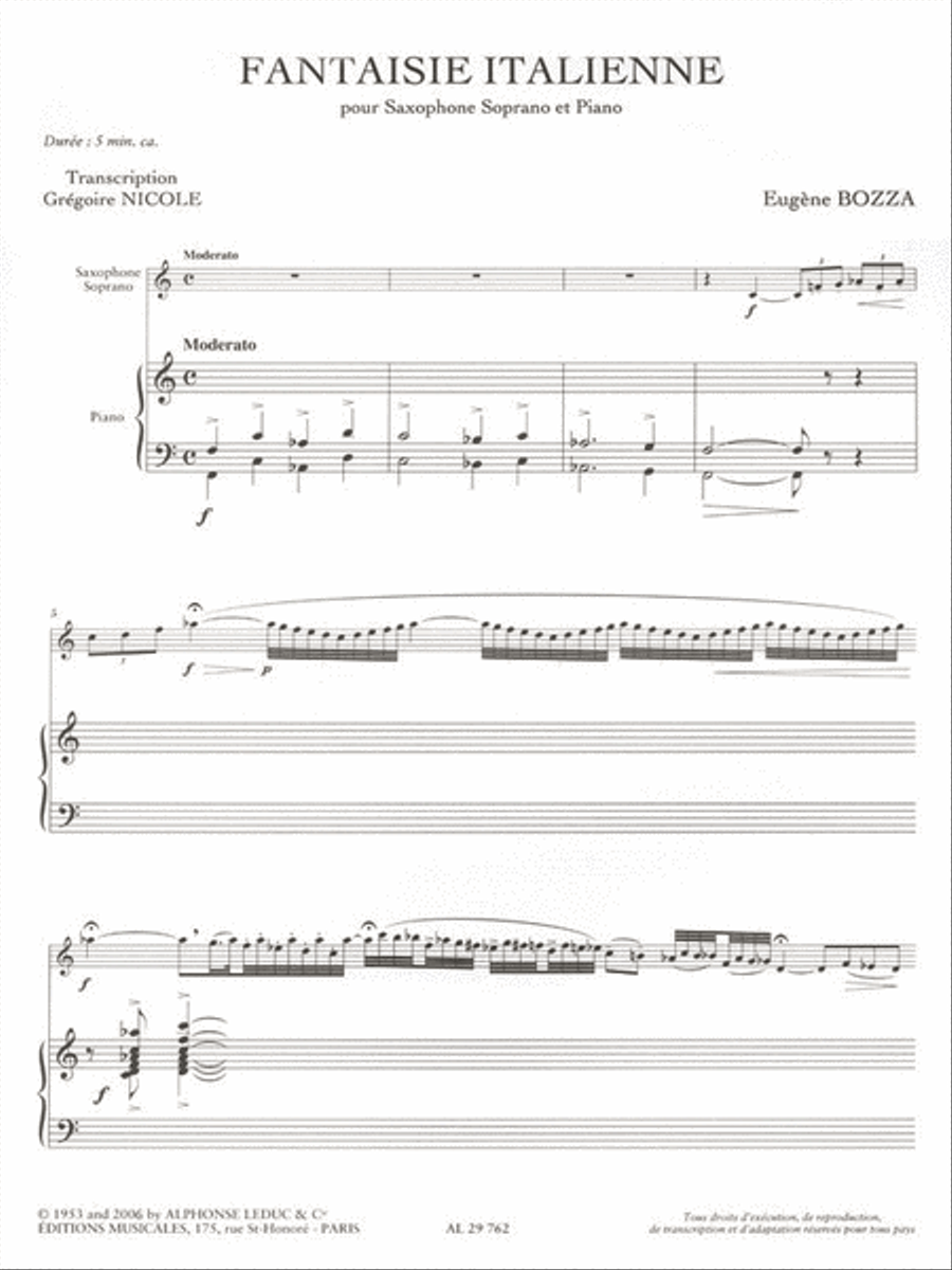 Fantaisie Italienne Arr Nicole Sop Sax/pno Piano scores gallery preview page 2