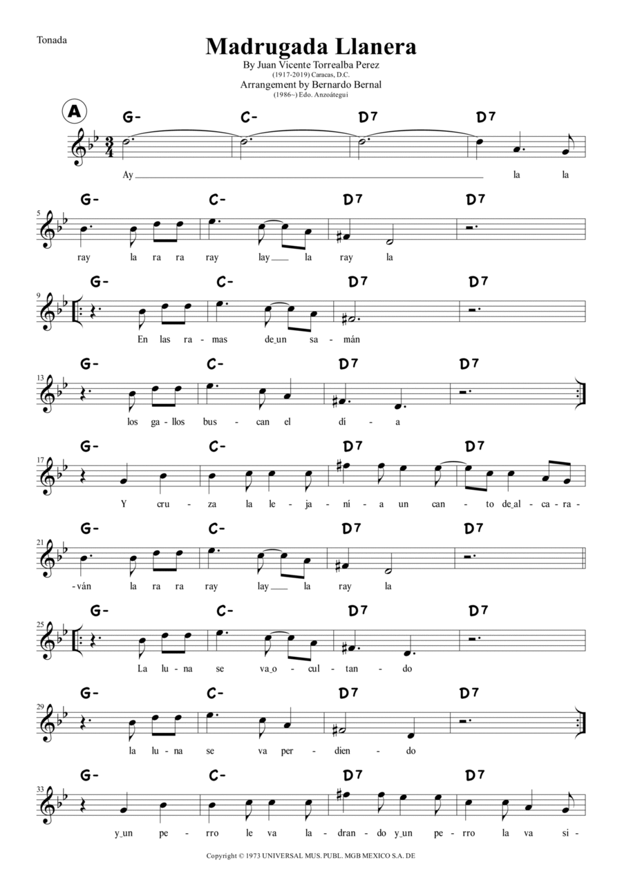 Madrugada Llanera Piano scores gallery preview page 1