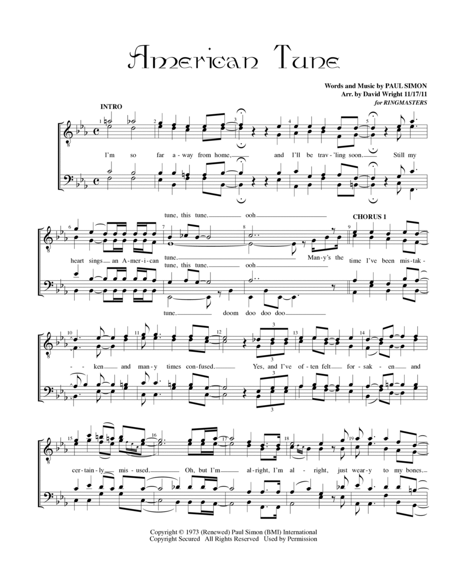 American Tune American Tune TTBB scores gallery preview page 1
