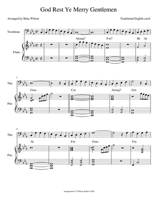 God Rest Ye Merry Gentlemen--trombone solo (in C minor)