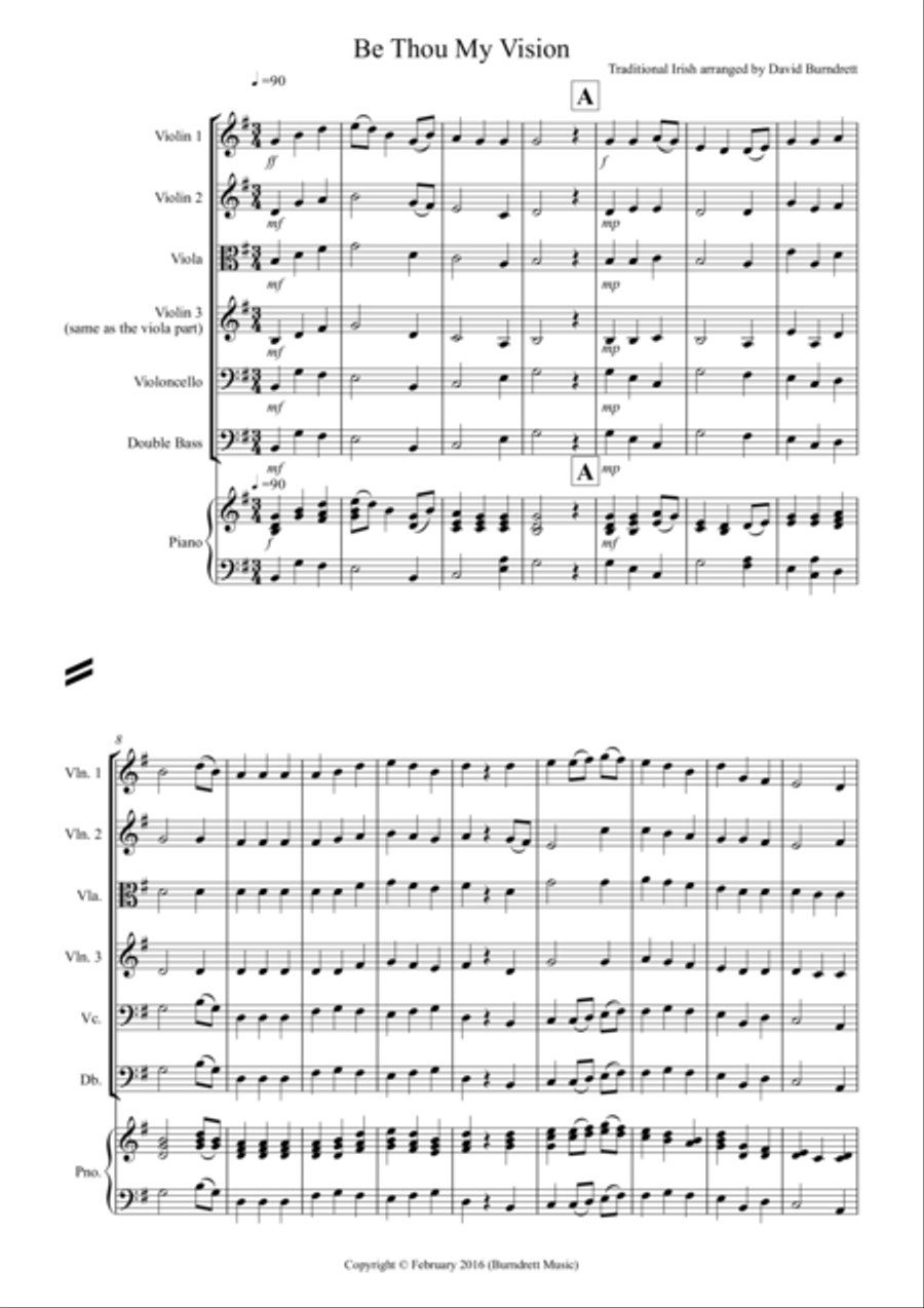 Be Thou My Vision for String Orchestra String Quartet scores gallery preview page 1