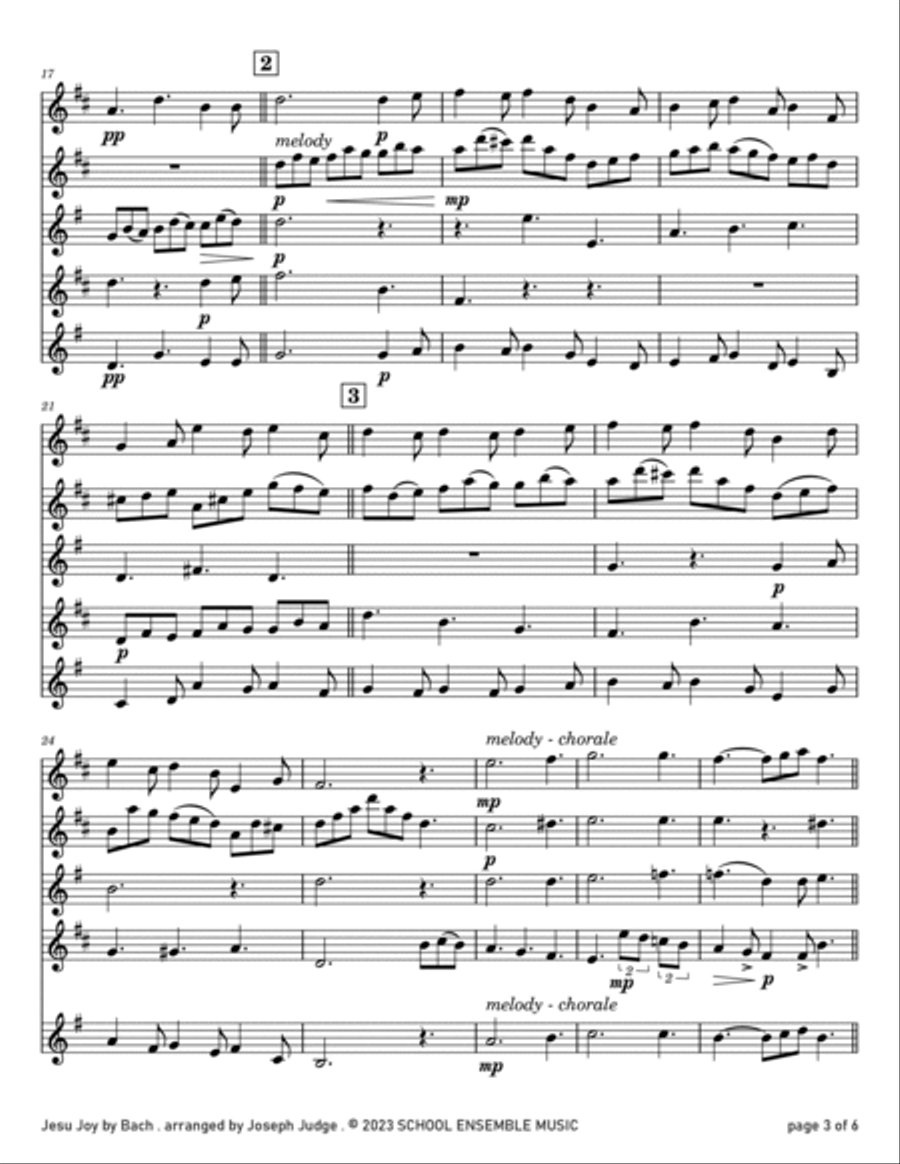 Jesu Joy by Bach for Saxophone Quartet in Schools Saxophone Quartet scores gallery preview page 3