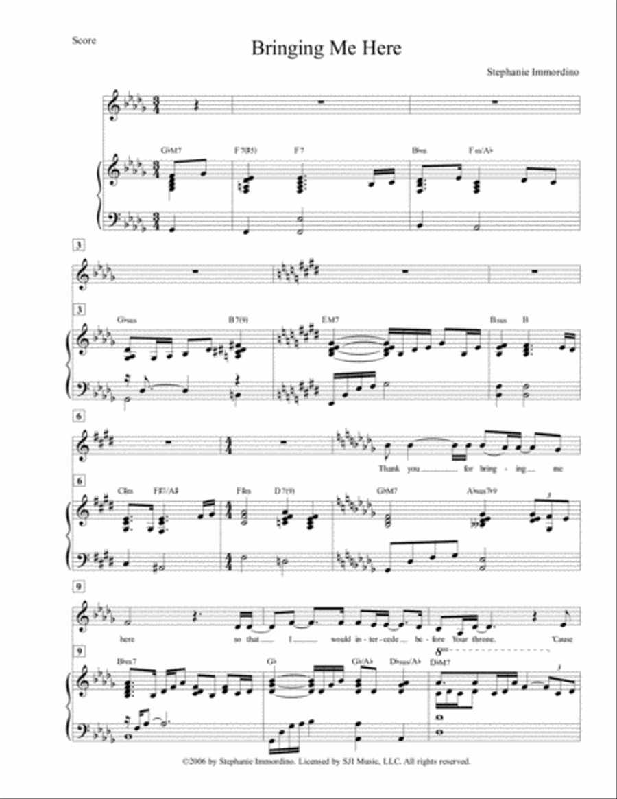 Bringing Me Here (as performed on Stephanie Immordino: Self-Titled Album) Piano, Vocal, Guitar scores gallery preview page 2