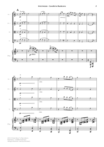Intermezzo from Cavalleria Rusticana - Piano Quintet (Full Score and Parts) image number null