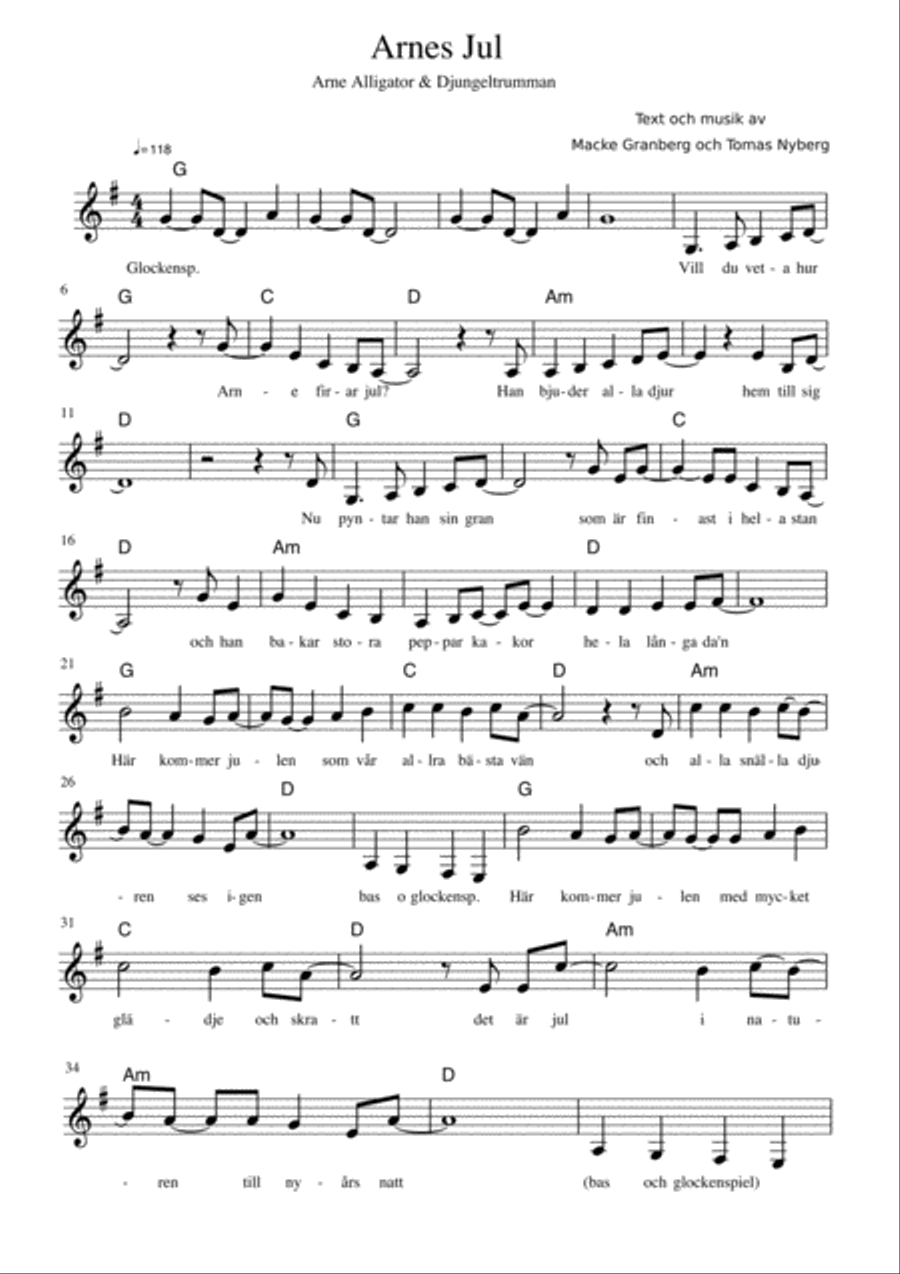 Arnes Jul Guitar scores gallery preview page 1