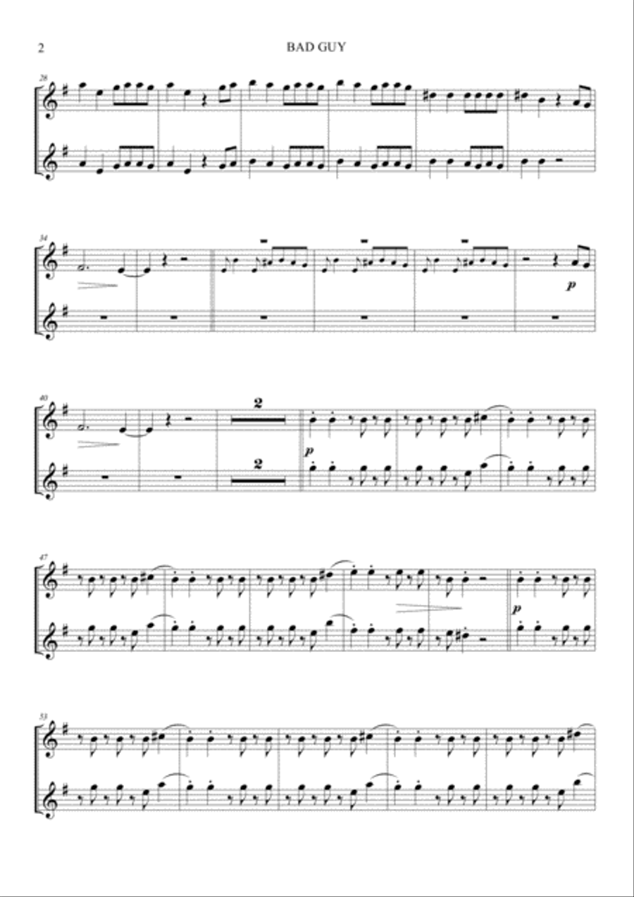 Bad Guy Bad Guy Woodwind Duet scores gallery preview page 2