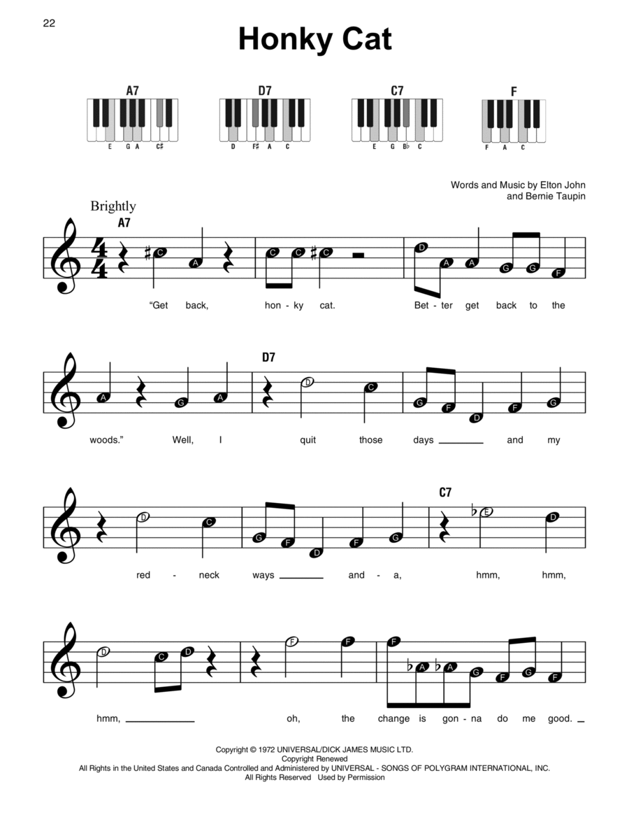Honky Cat Easy Piano scores gallery preview page 1
