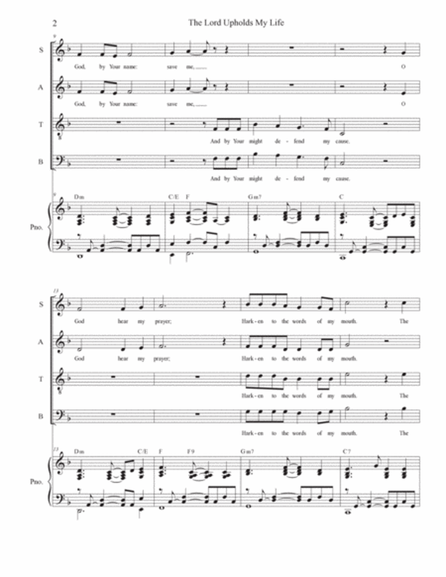 The Lord Upholds My Life (Psalm 54) (Vocal Quartet - (SATB) image number null
