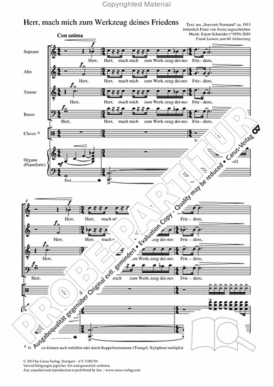 Herr, mach mich zum Werkzeug deines Friedens 4-Part scores gallery preview page 2