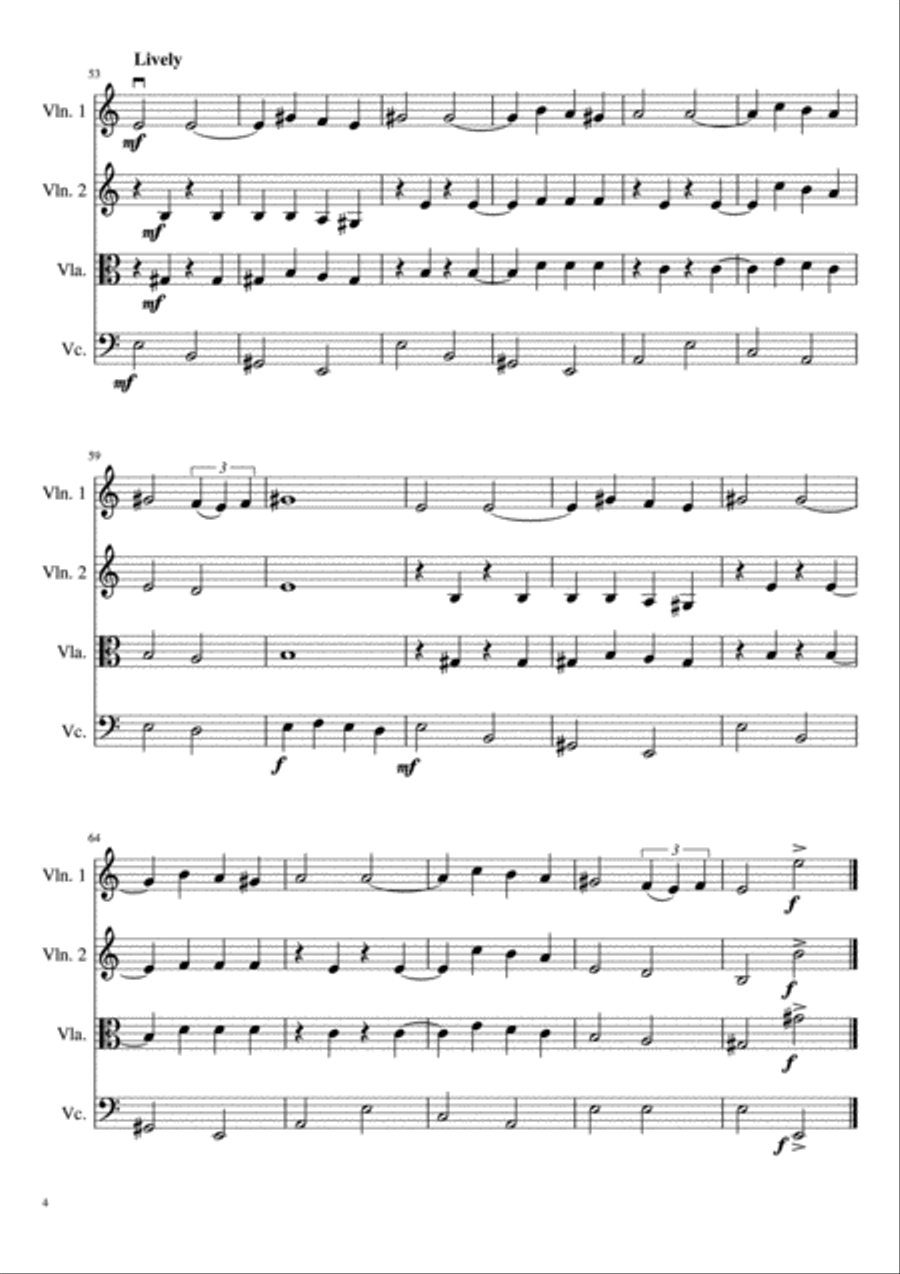 Havah Nagilah String Quartet scores gallery preview page 5