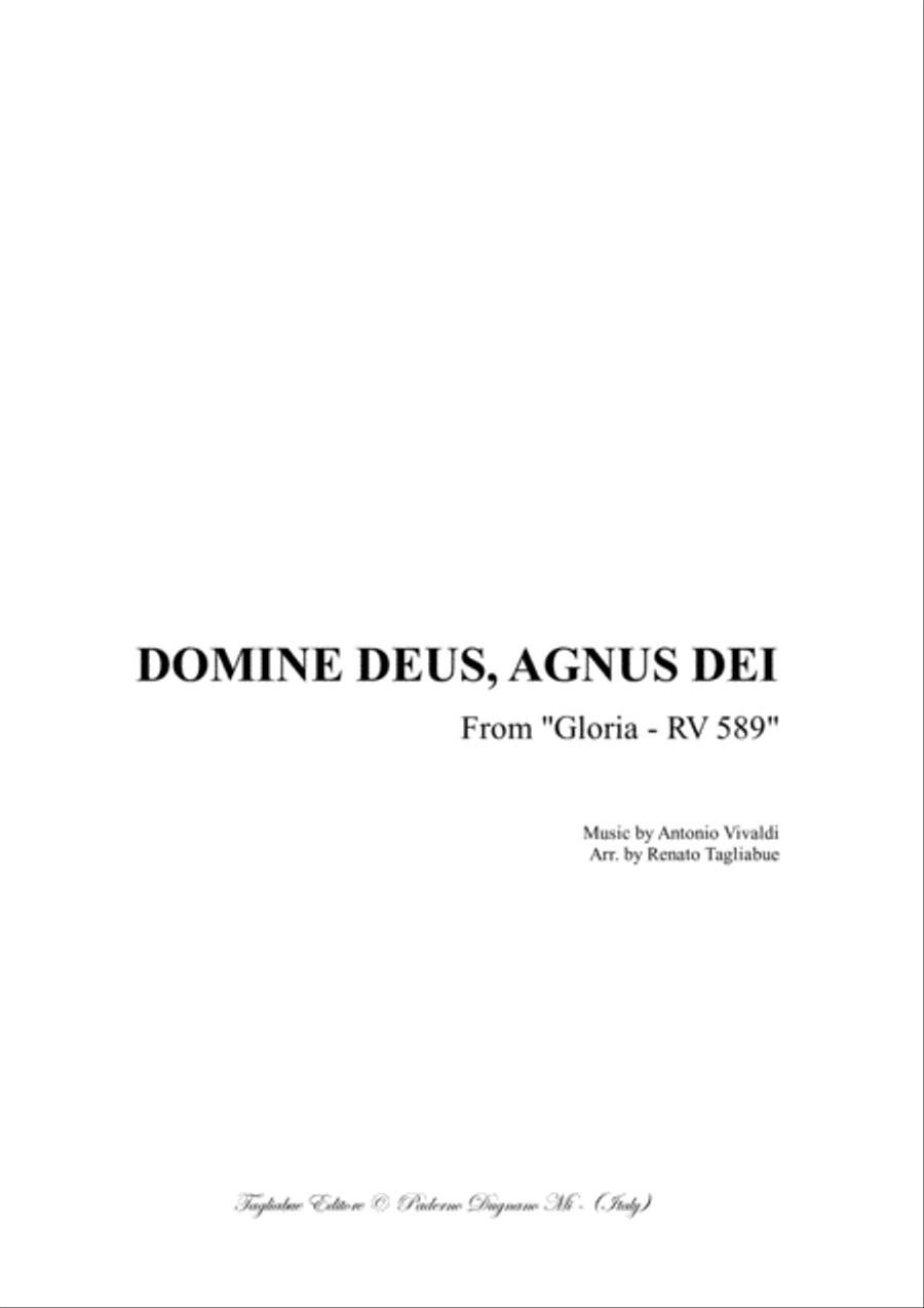 DOMINE DEUS, AGNUS DEI - Vivaldi - From "Gloria" RV 589 - For Alto, SATB Choir and Piano/Organ image number null