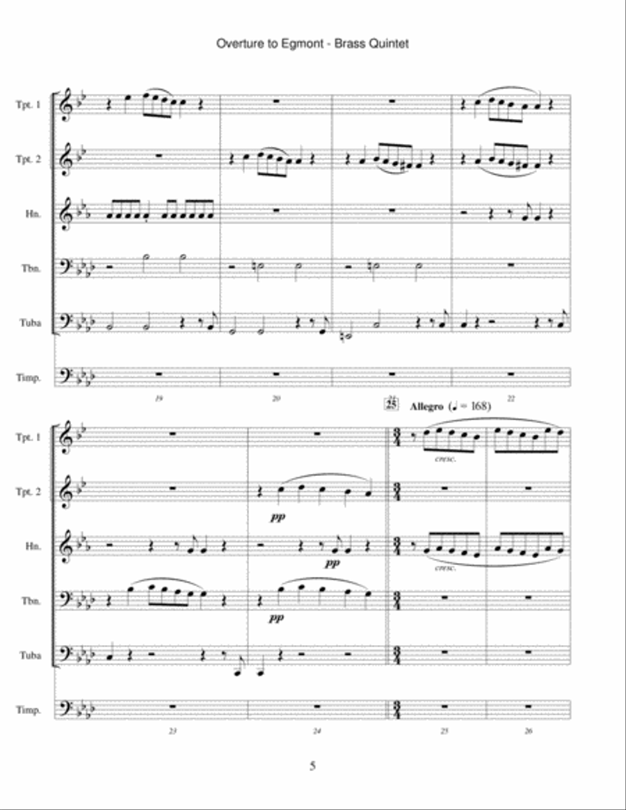 Egmont Overture (for brass quintet) Brass Quintet scores gallery preview page 5