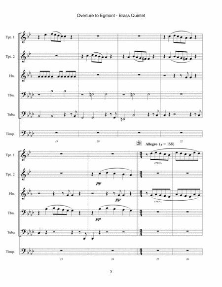 Egmont Overture (for brass quintet) by Ludwig van Beethoven Brass Quintet - Digital Sheet Music