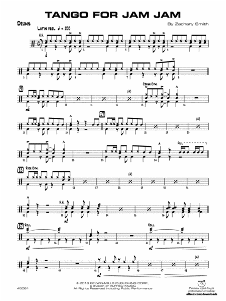 Tango for Jam Jam: Drums Jazz Ensemble scores gallery preview page 1