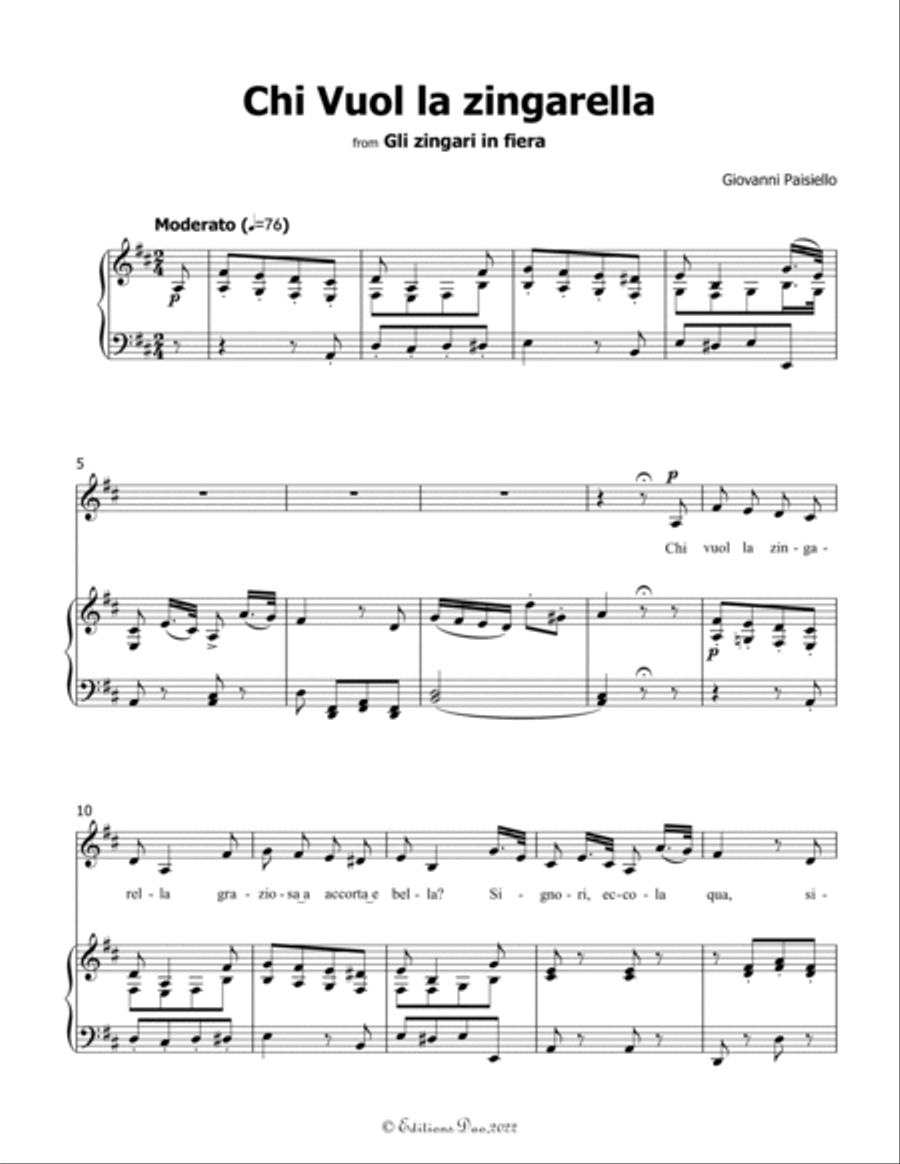 Chi Vuol la zingarella, by Paisiello, in D Major Voice scores gallery preview page 3