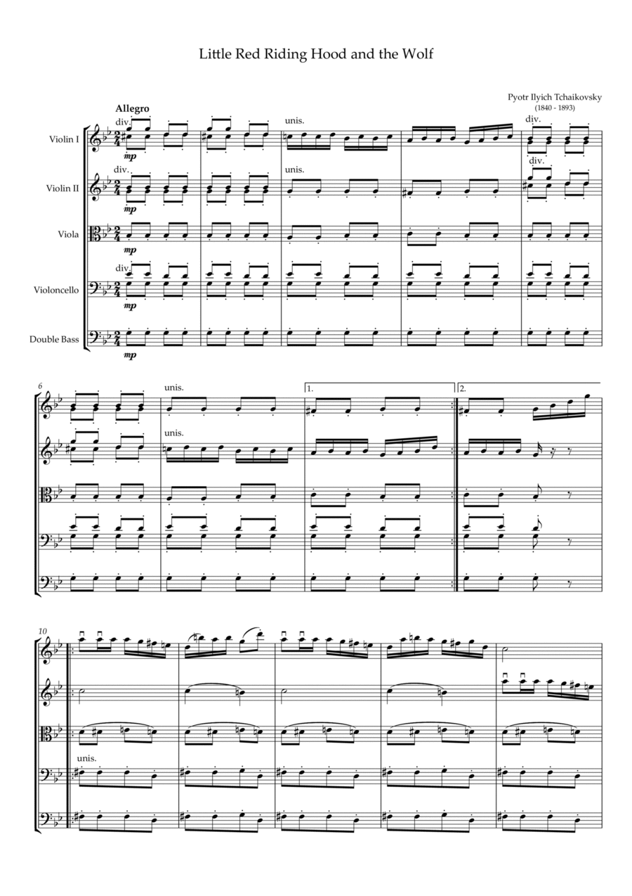 Little Red Riding Hood and the Wolf String Orchestra scores gallery preview page 1