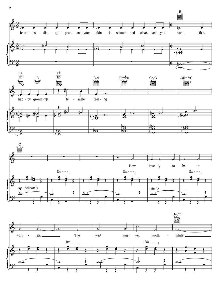 How Lovely To Be A Woman Piano, Vocal, Guitar scores gallery preview page 2