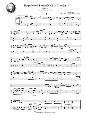 Book cover for Platti - Harpsichord (or Piano) Sonata No.6 in C major Op.4 CSPla15