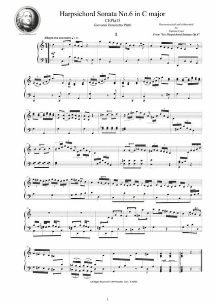 Platti - Harpsichord (or Piano) Sonata No.6 in C major Op.4 CSPla15 image number null