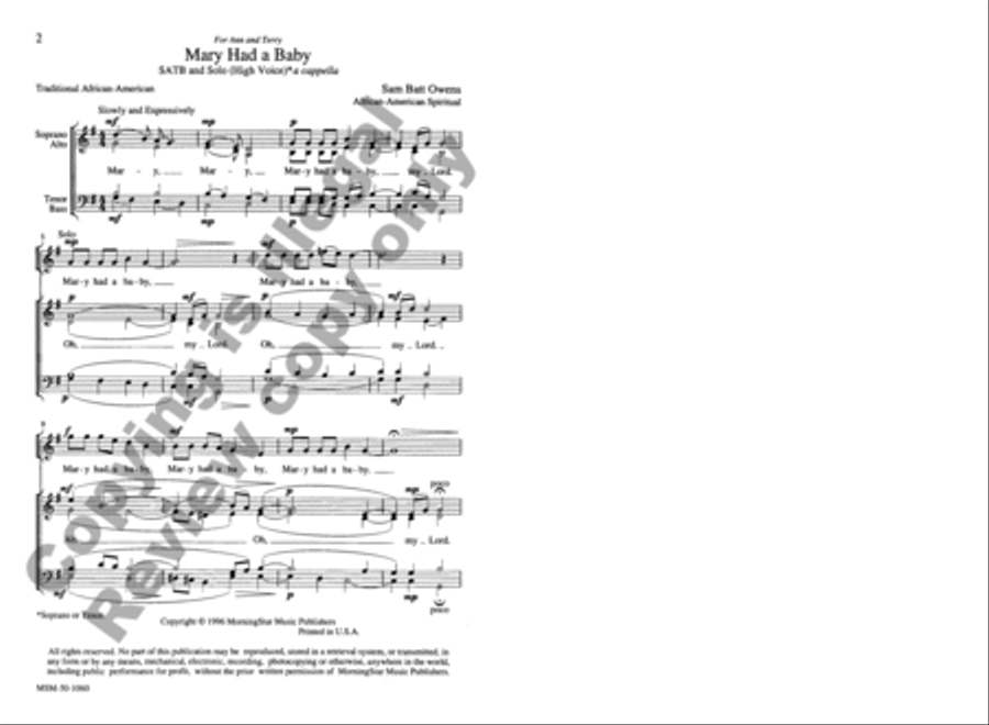 Mary Had a Baby 4-Part scores gallery preview page 2
