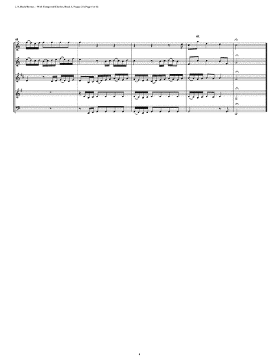 Fugue 21 from Well-Tempered Clavier, Book 1 (Woodwind Quintet) image number null