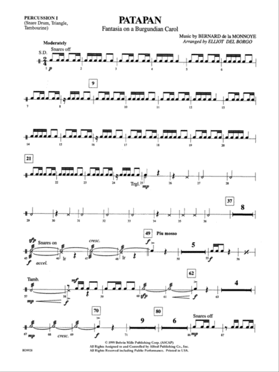 Patapan: 1st Percussion Concert Band scores gallery preview page 1