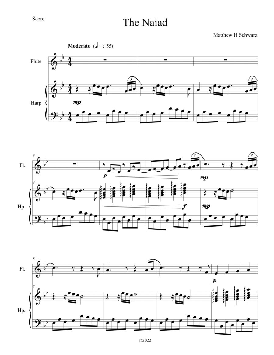 The Naiad for flute and harp Chamber Music scores gallery preview page 1