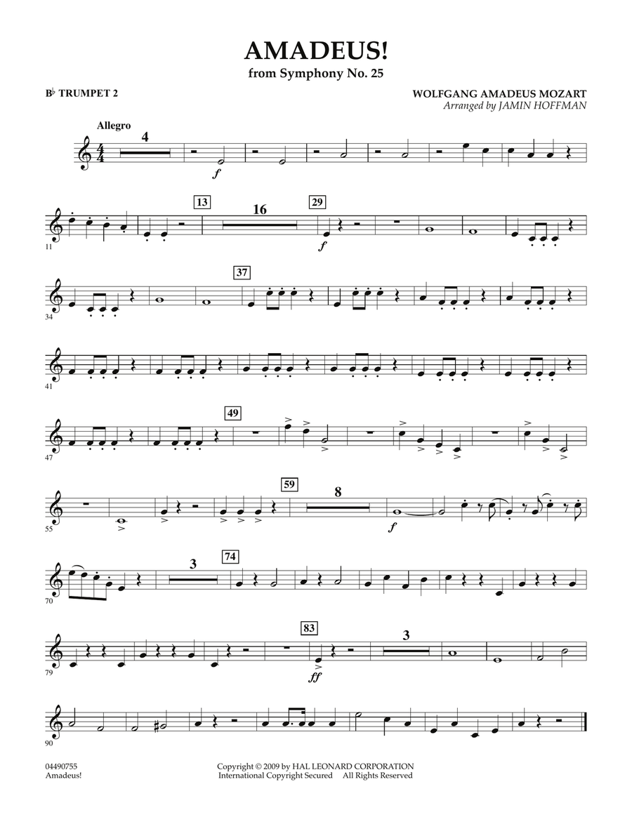 Amadeus! - Bb Trumpet 2 Amadeus! - Bb Trumpet 2 Full Orchestra scores gallery preview page 1