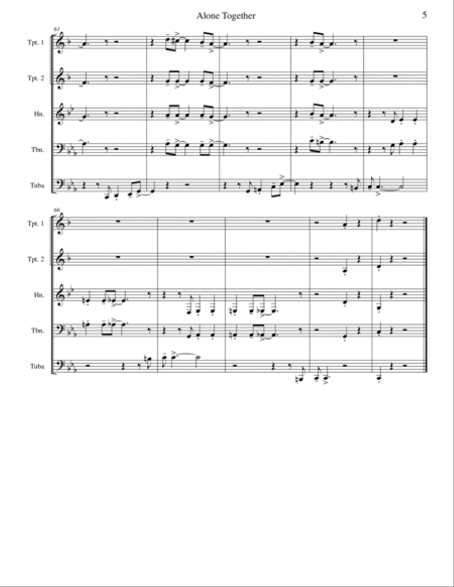 Alone Together Alone Together Brass Quintet scores gallery preview page 5