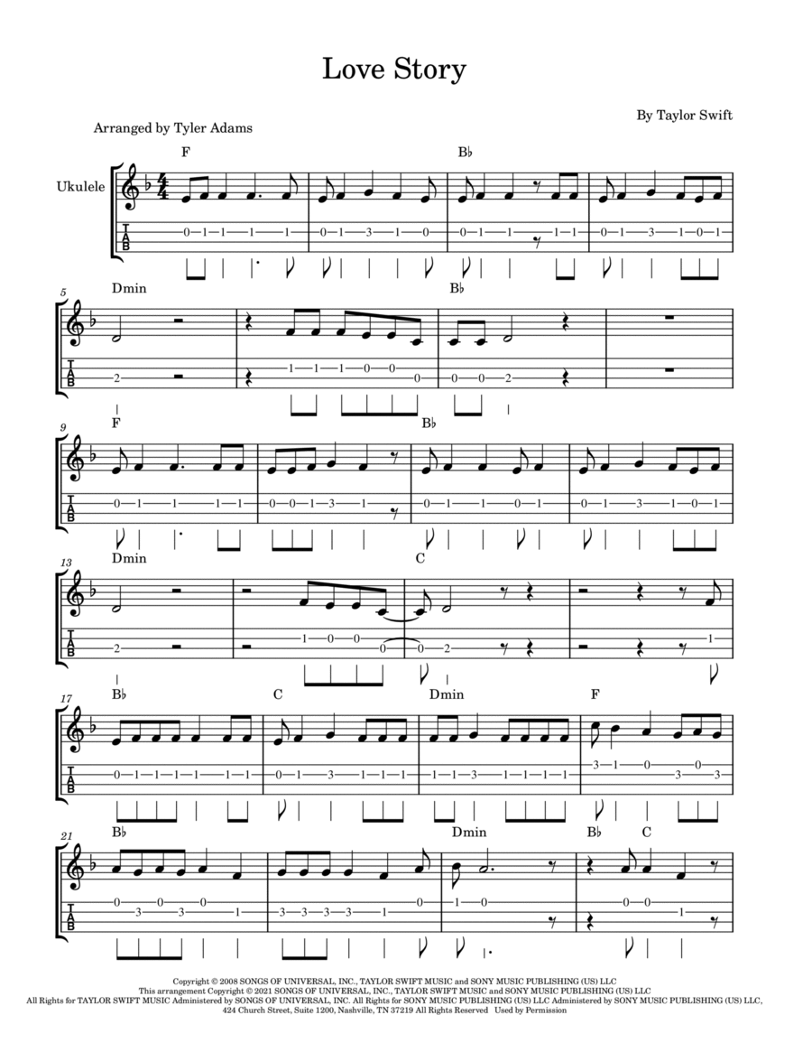 Love Story Love Story Ukulele scores gallery preview page 1