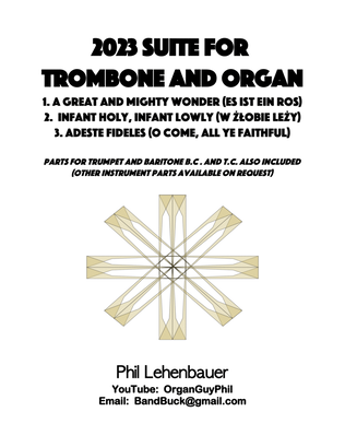 Book cover for 2023 Suite for Trombone and Organ (Christmas), by Phil Lehenbauer