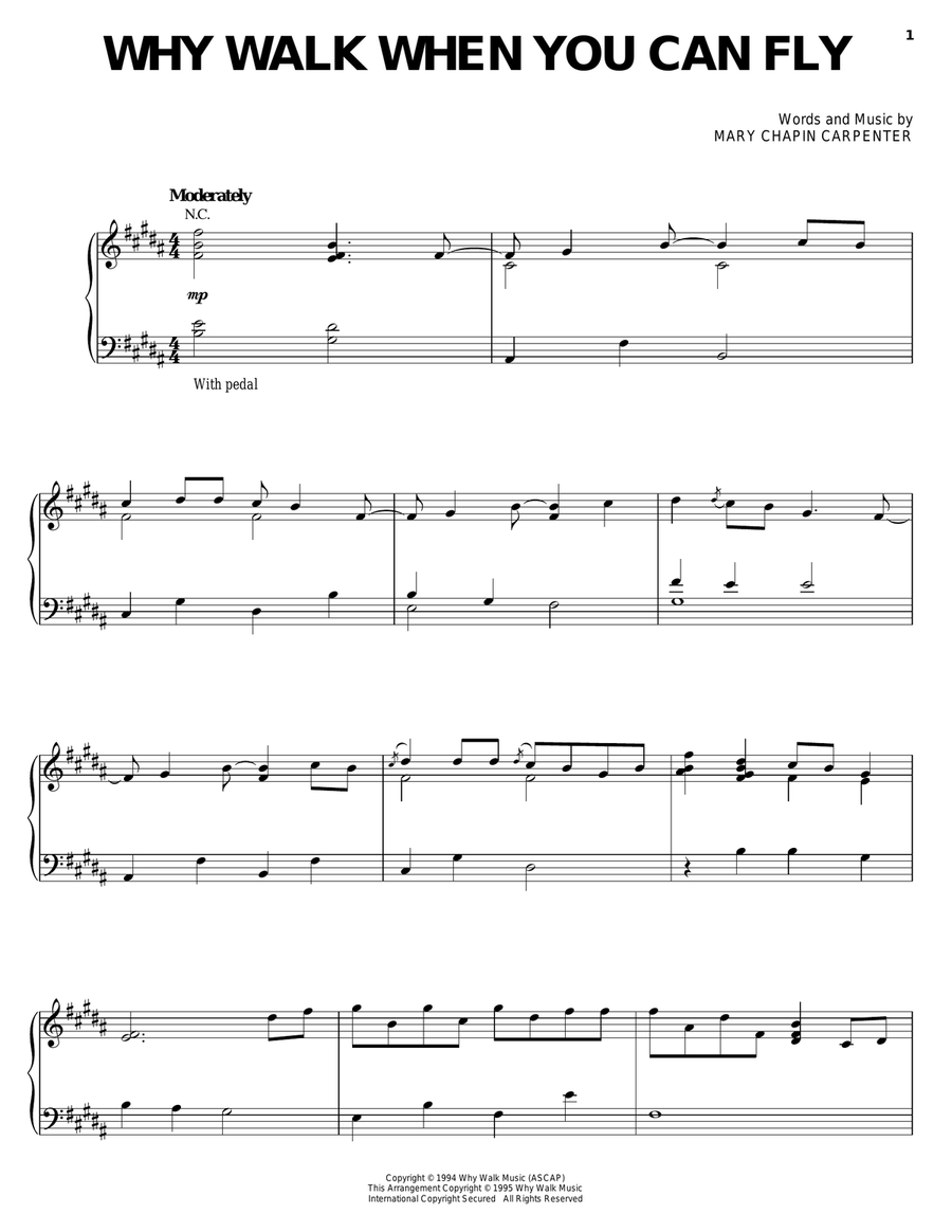 Why Walk When You Can Fly Piano, Vocal, Guitar scores gallery preview page 1