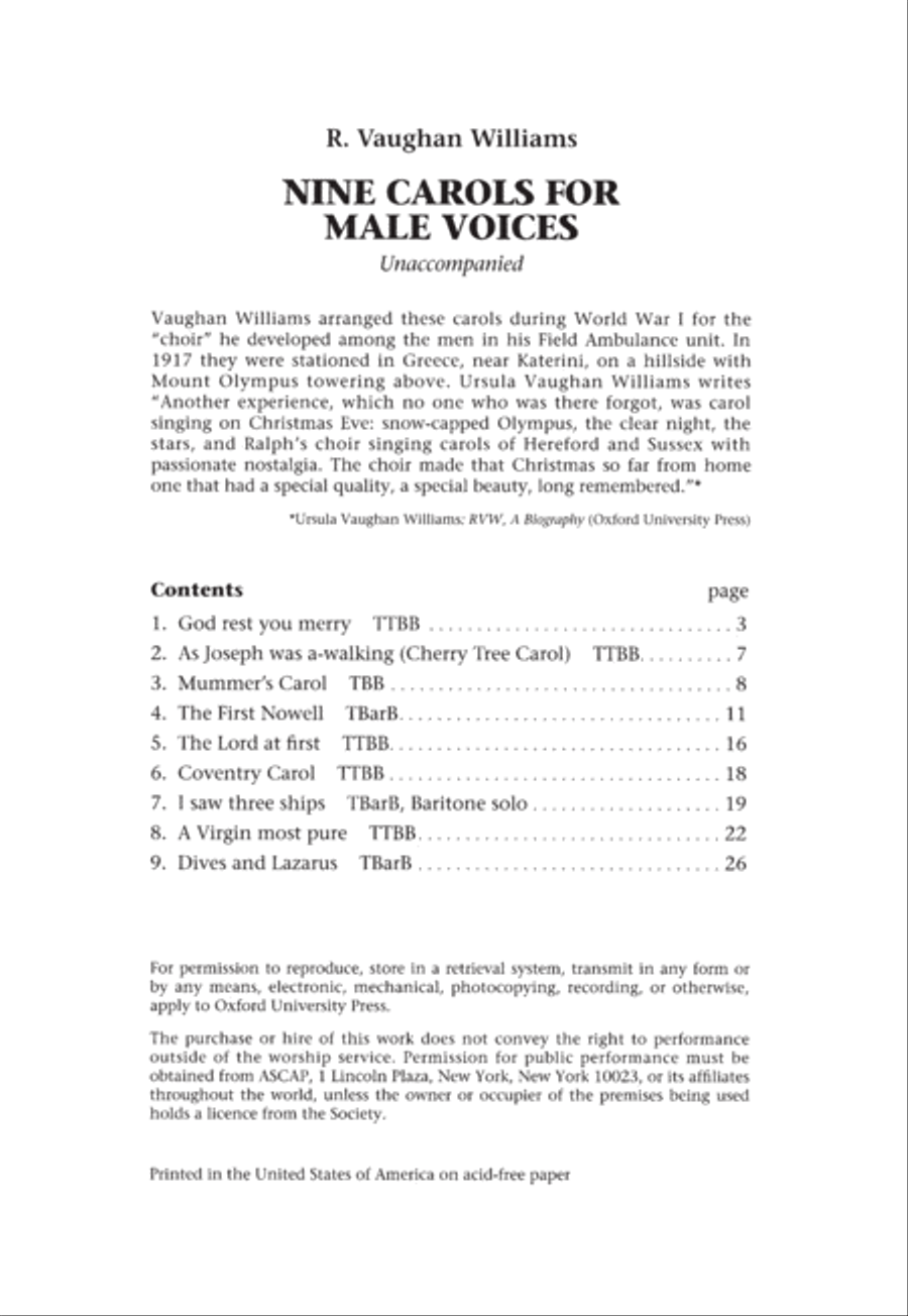 Nine Carols for male voices TTBB scores gallery preview page 2
