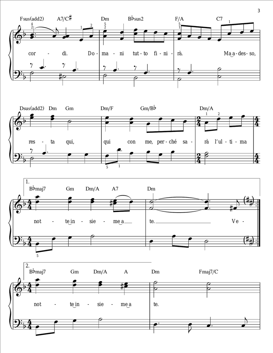 L'Ultima Notte Easy Piano scores gallery preview page 3