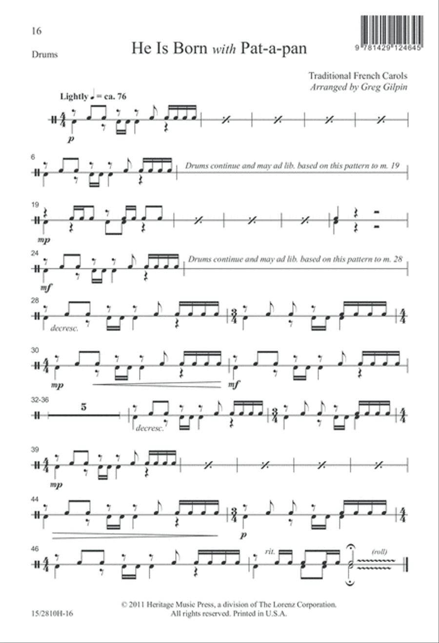 He Is Born with Pat-a-pan 3-Part scores gallery preview page 17