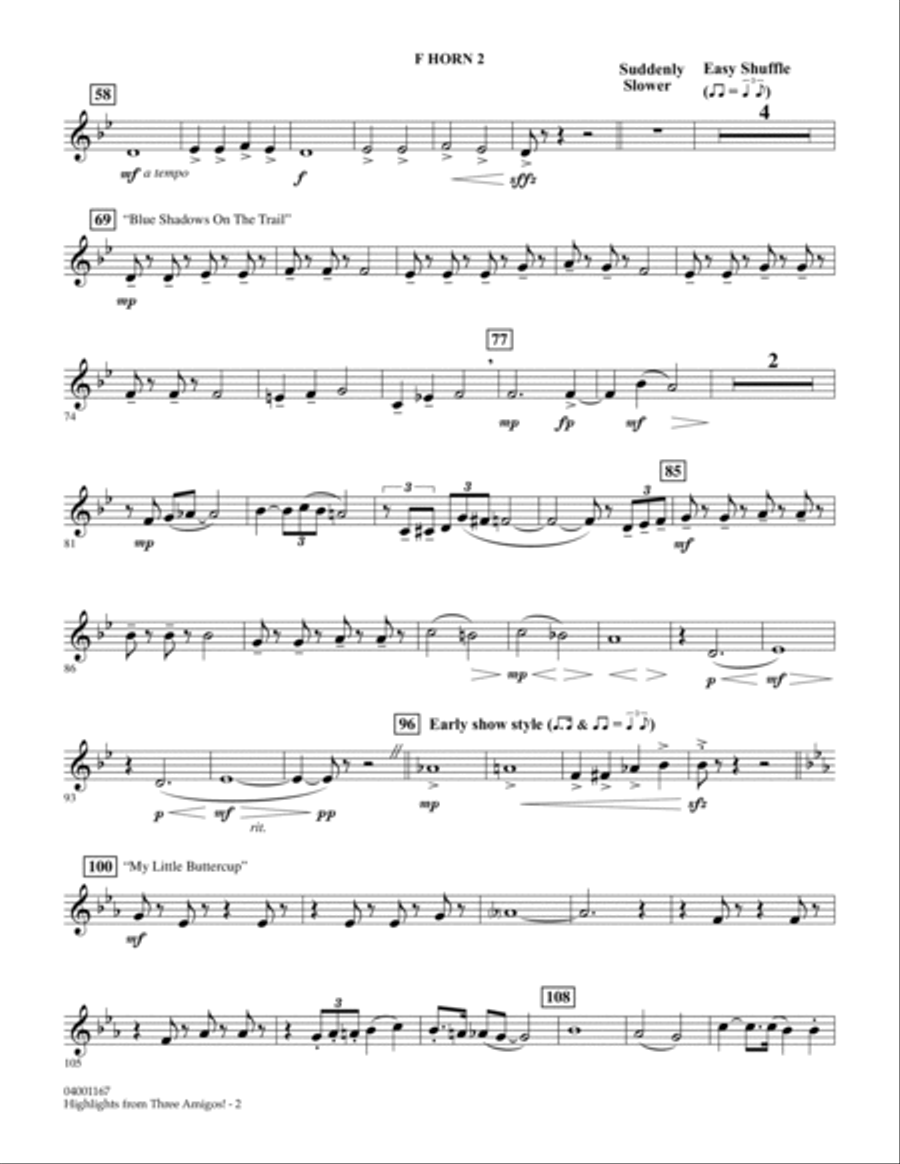 Highlights from Three Amigos! - F Horn 2 Concert Band scores gallery preview page 2