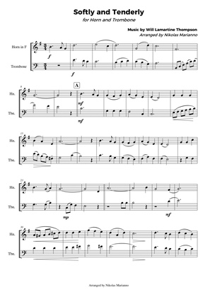 Softly and Tenderly for Horn and Trombone (score + parts)